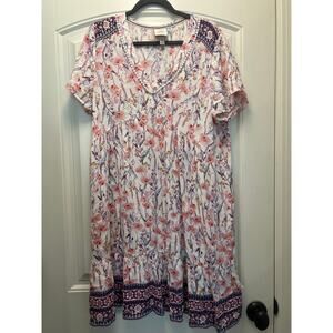 Knox Rose Women’s Cottagecore Embroidered Floral Boho Dress‎ Size XL Multicolor